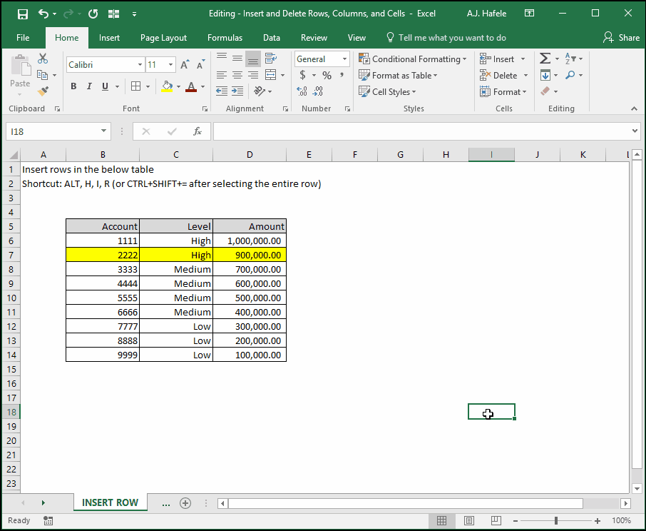 Insert and Delete Rows, Columns, And Cells