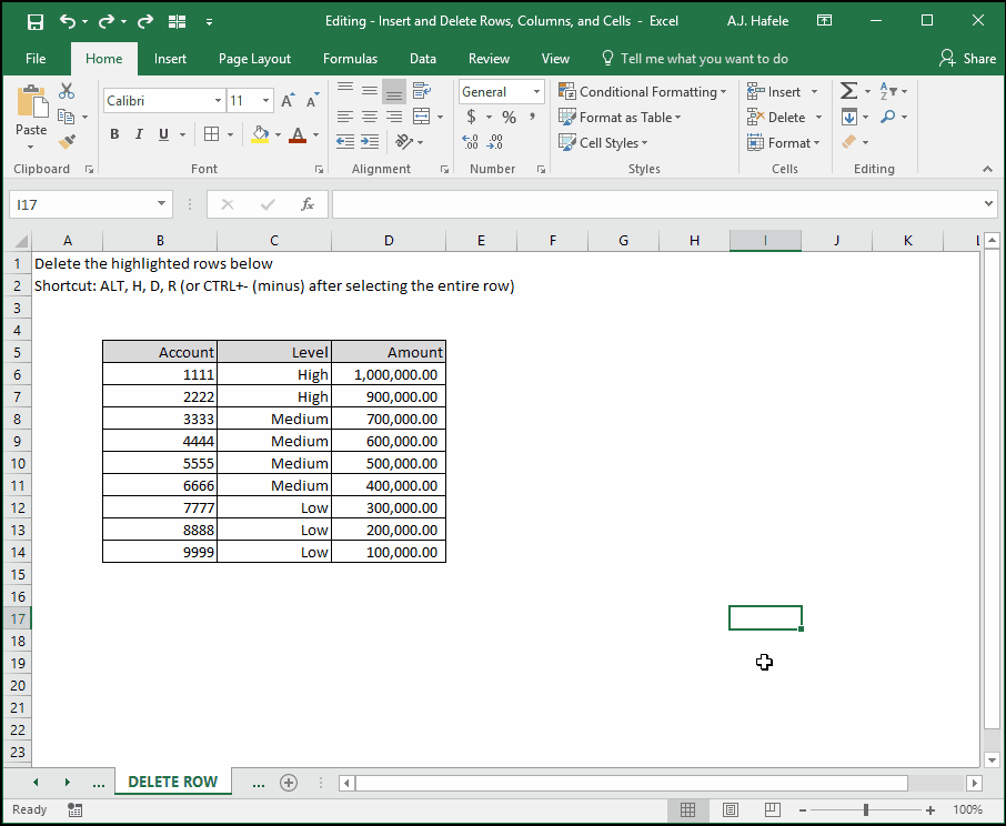 Insert and Delete Rows, Columns, And Cells