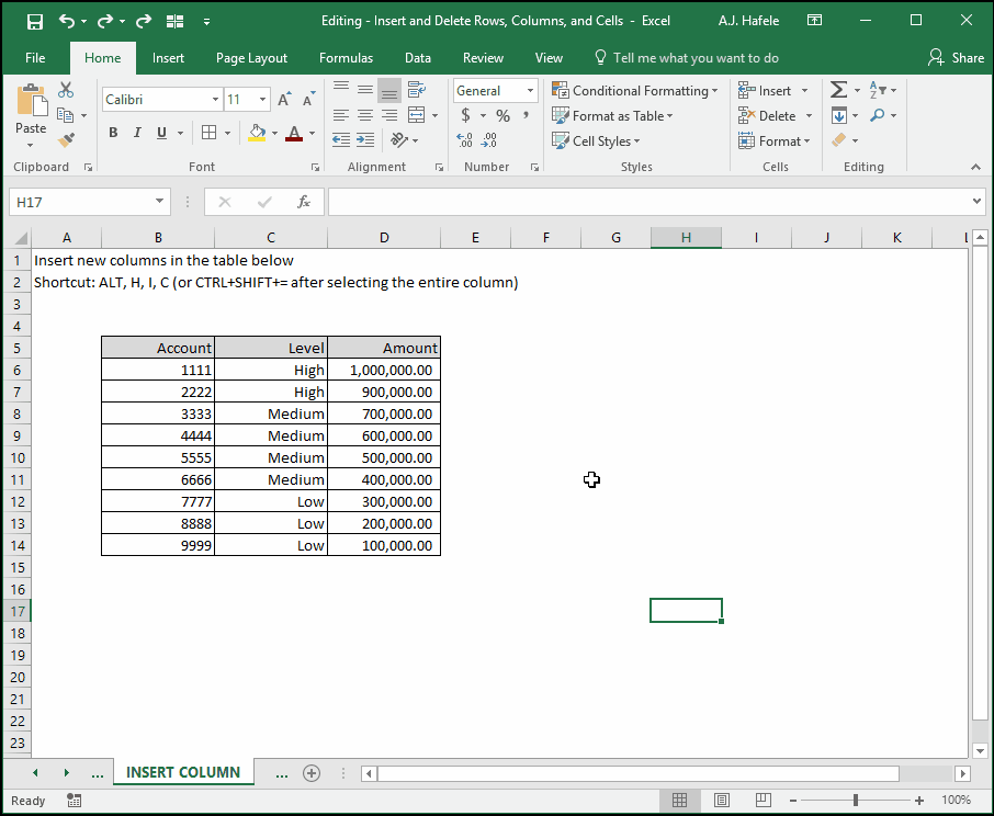 Insert and Delete Rows, Columns, And Cells