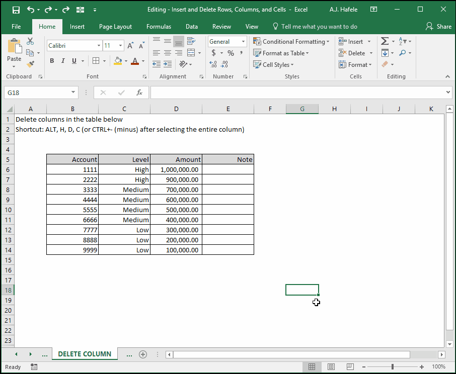 Insert and Delete Rows, Columns, And Cells