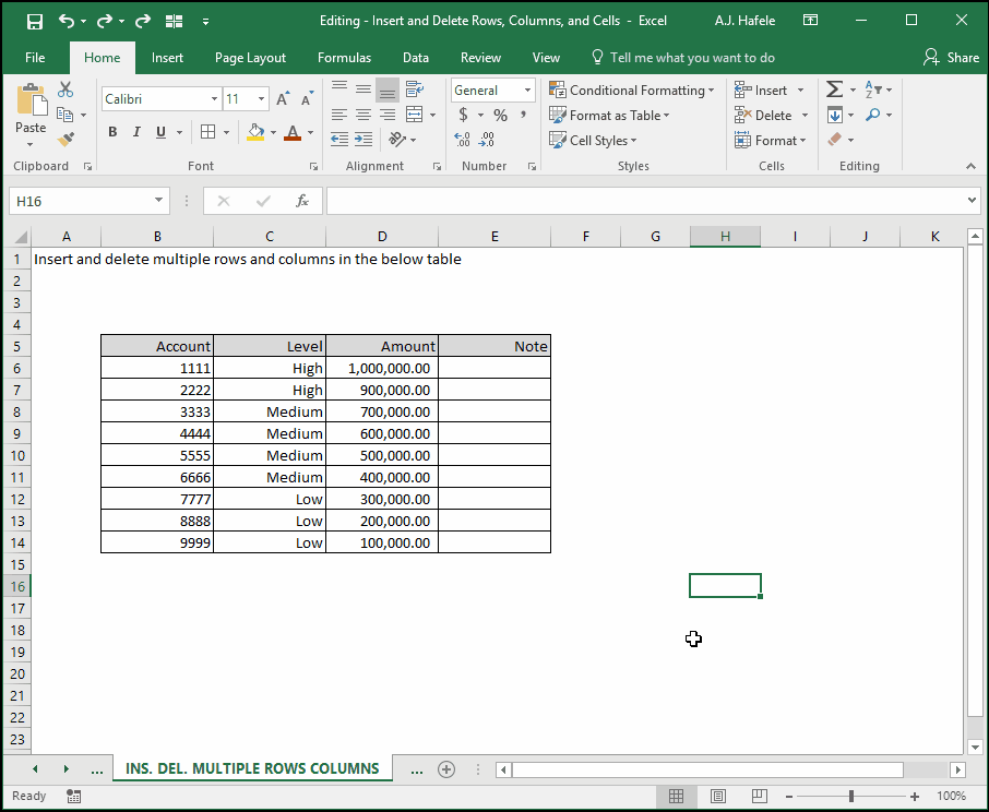 Insert and Delete Rows, Columns, And Cells