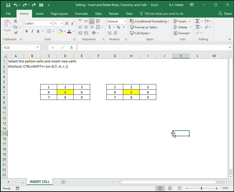 Insert and Delete Rows, Columns, And Cells