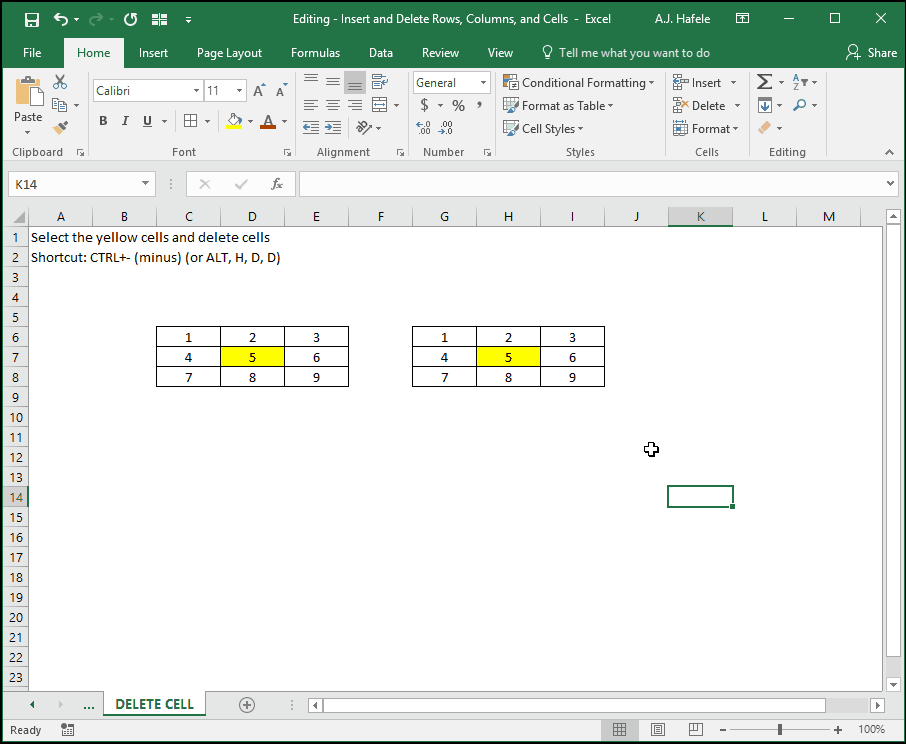 Insert and Delete Rows, Columns, And Cells