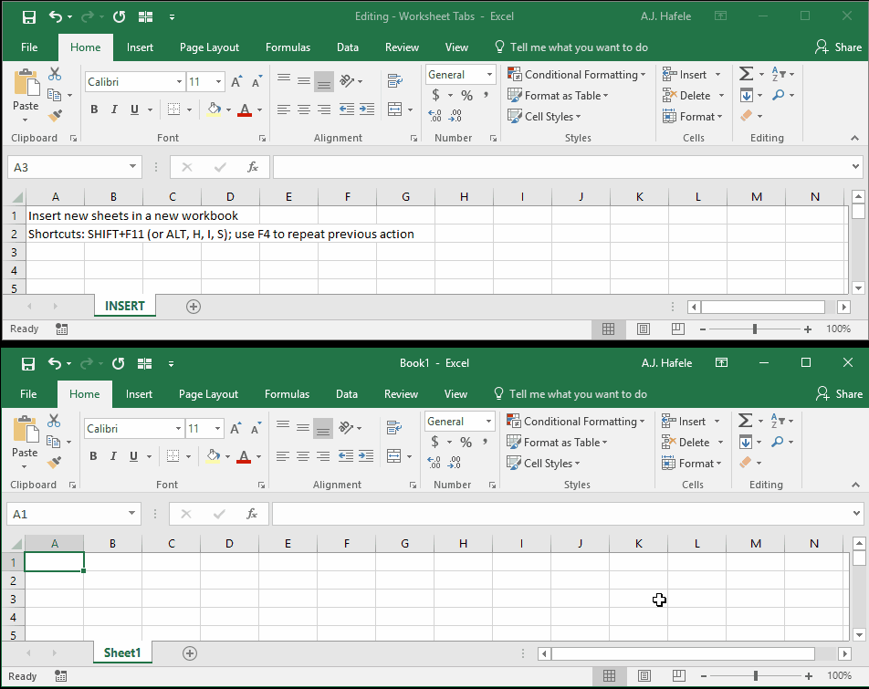 Worksheet Tabs