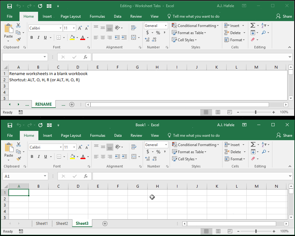Worksheet Tabs