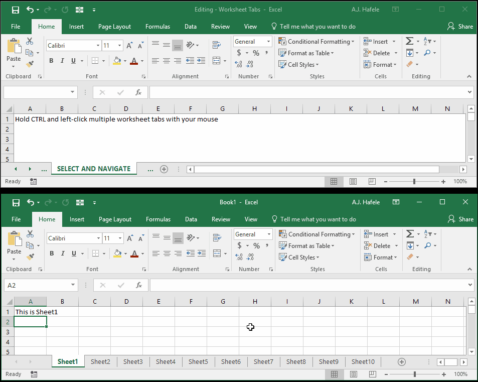 Worksheet Tabs