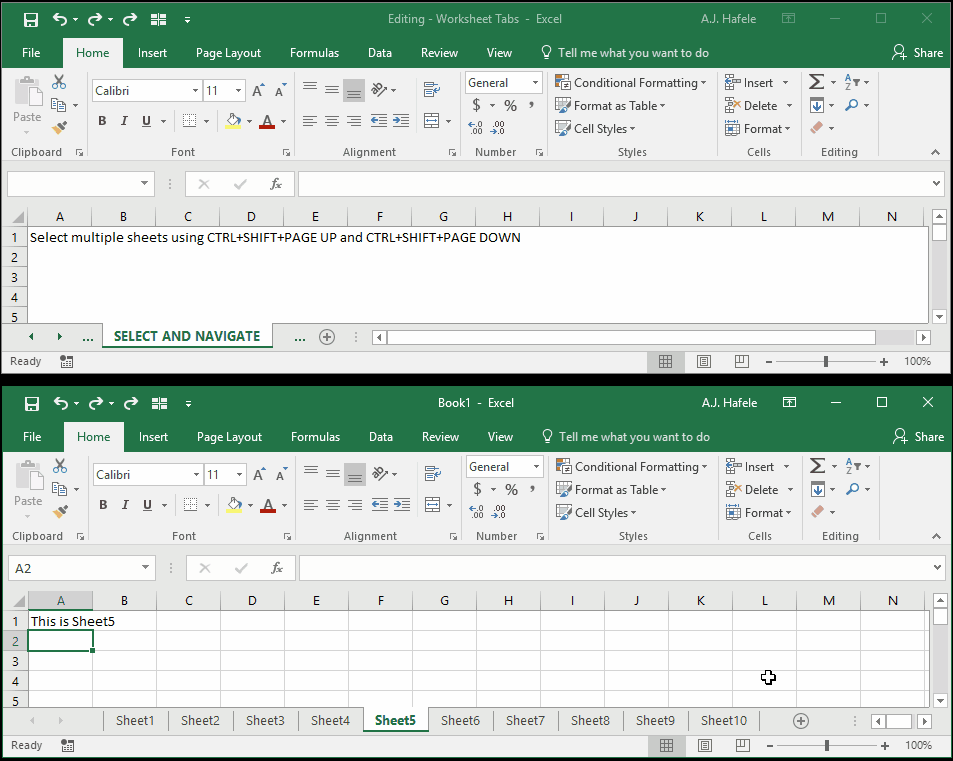 Worksheet Tabs