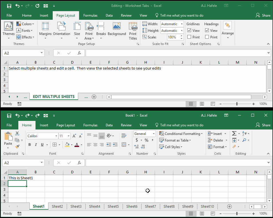 Worksheet Tabs