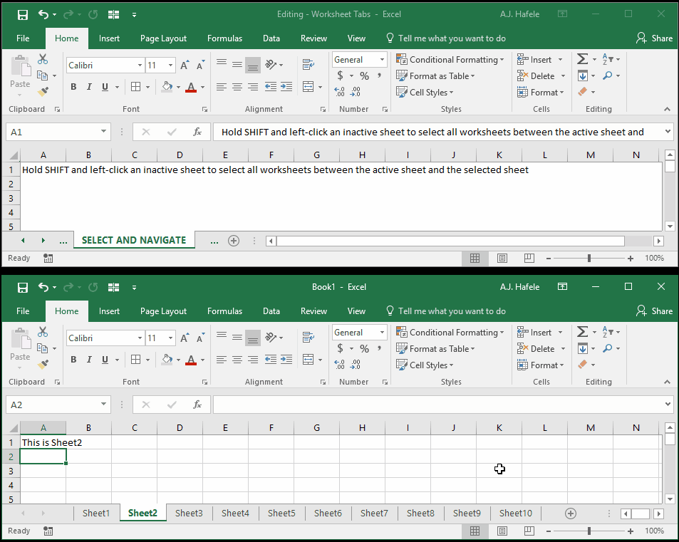 Worksheet Tabs