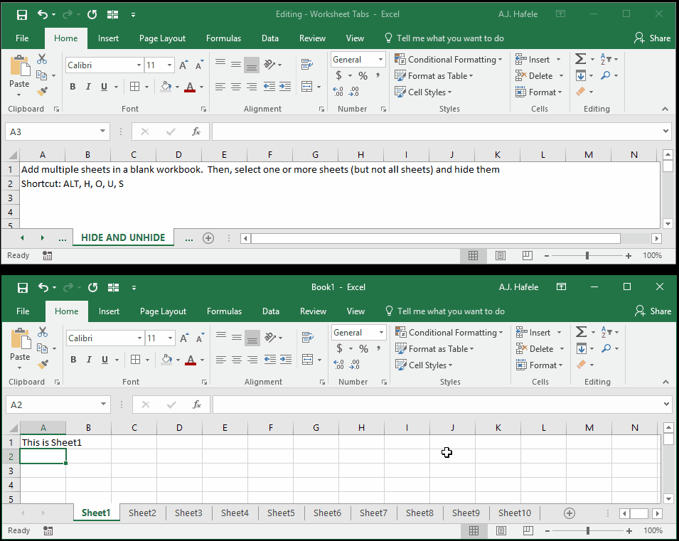 Worksheet Tabs