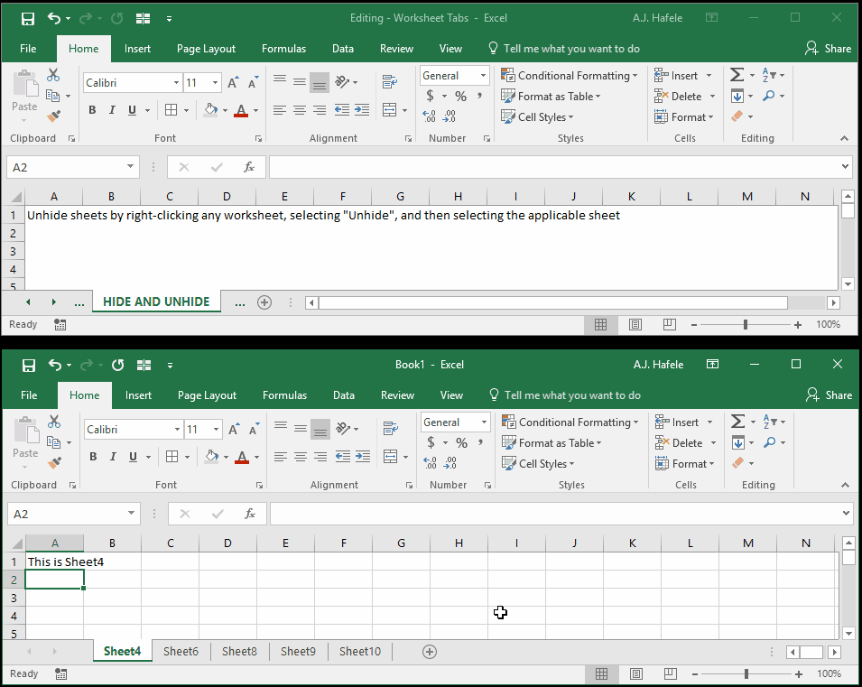 Worksheet Tabs
