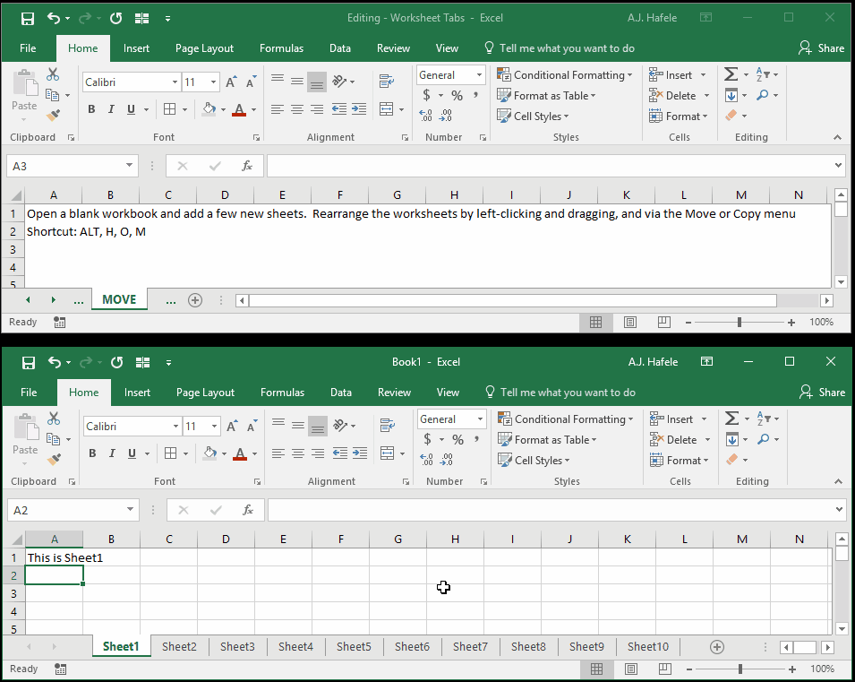 Worksheet Tabs