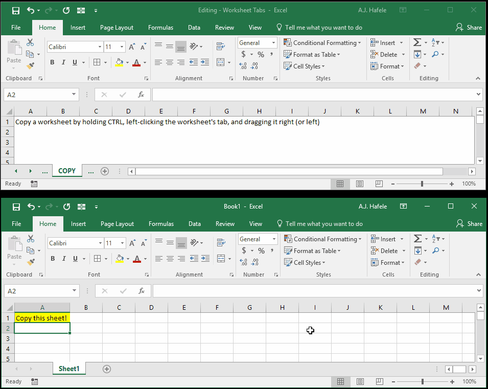 Worksheet Tabs
