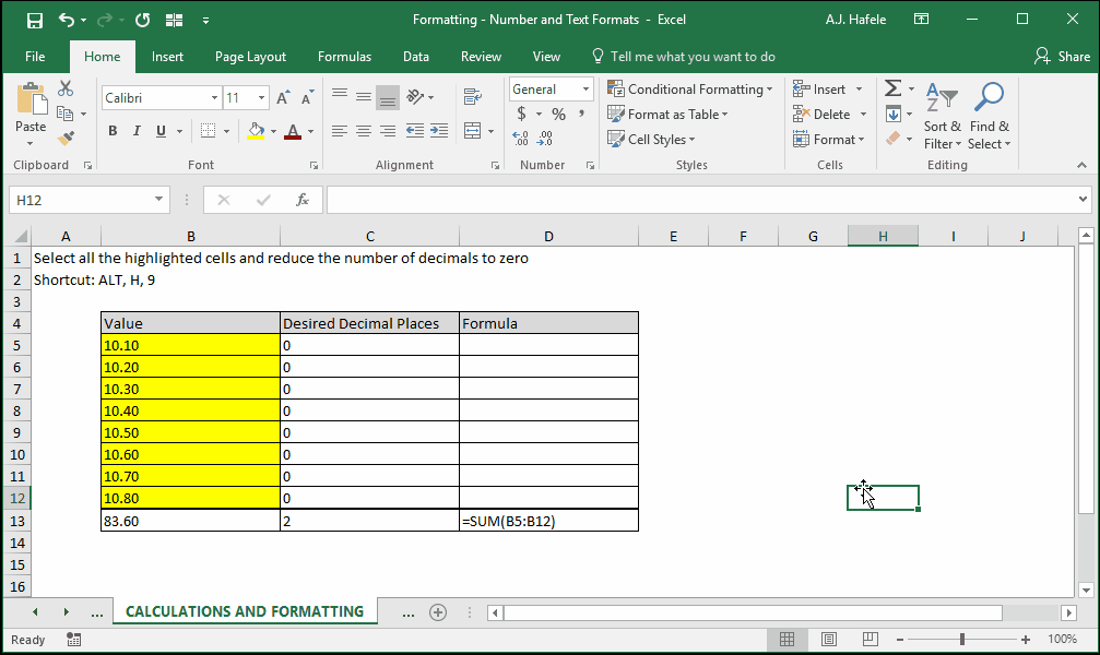 Number and Text Formats