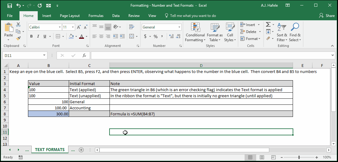 Number and Text Formats