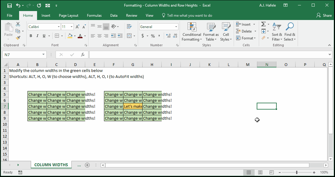 Column Widths and Row Heights