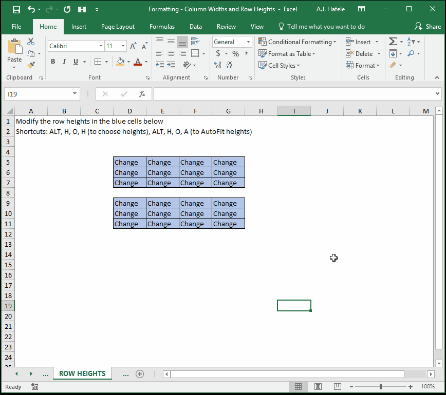 Column Widths and Row Heights