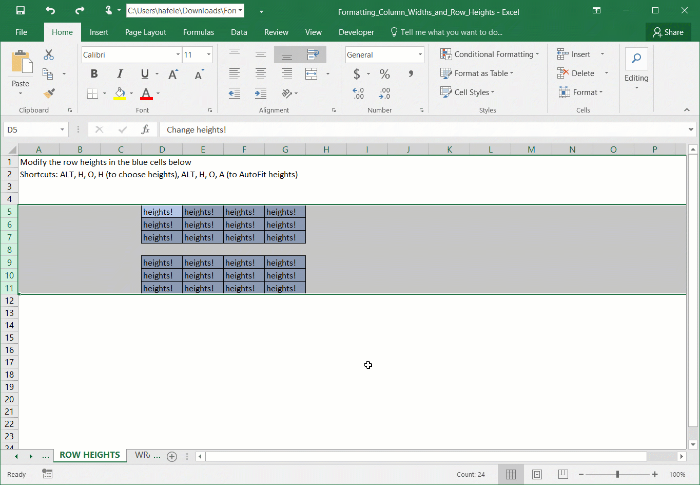 Column Widths and Row Heights