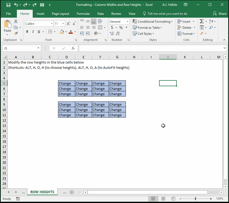 Column Widths and Row Heights
