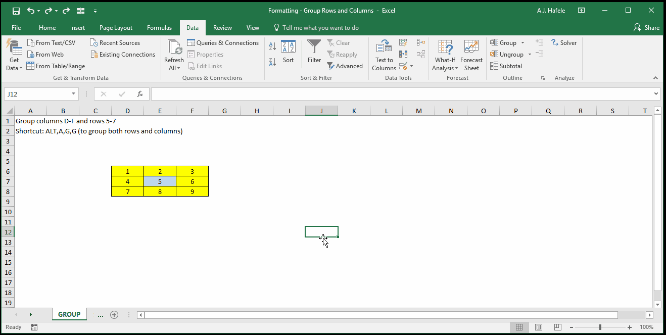 Group Rows and Columns
