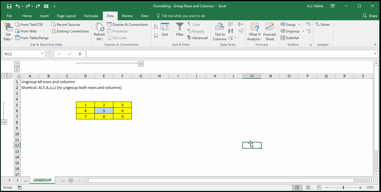 Group Rows and Columns