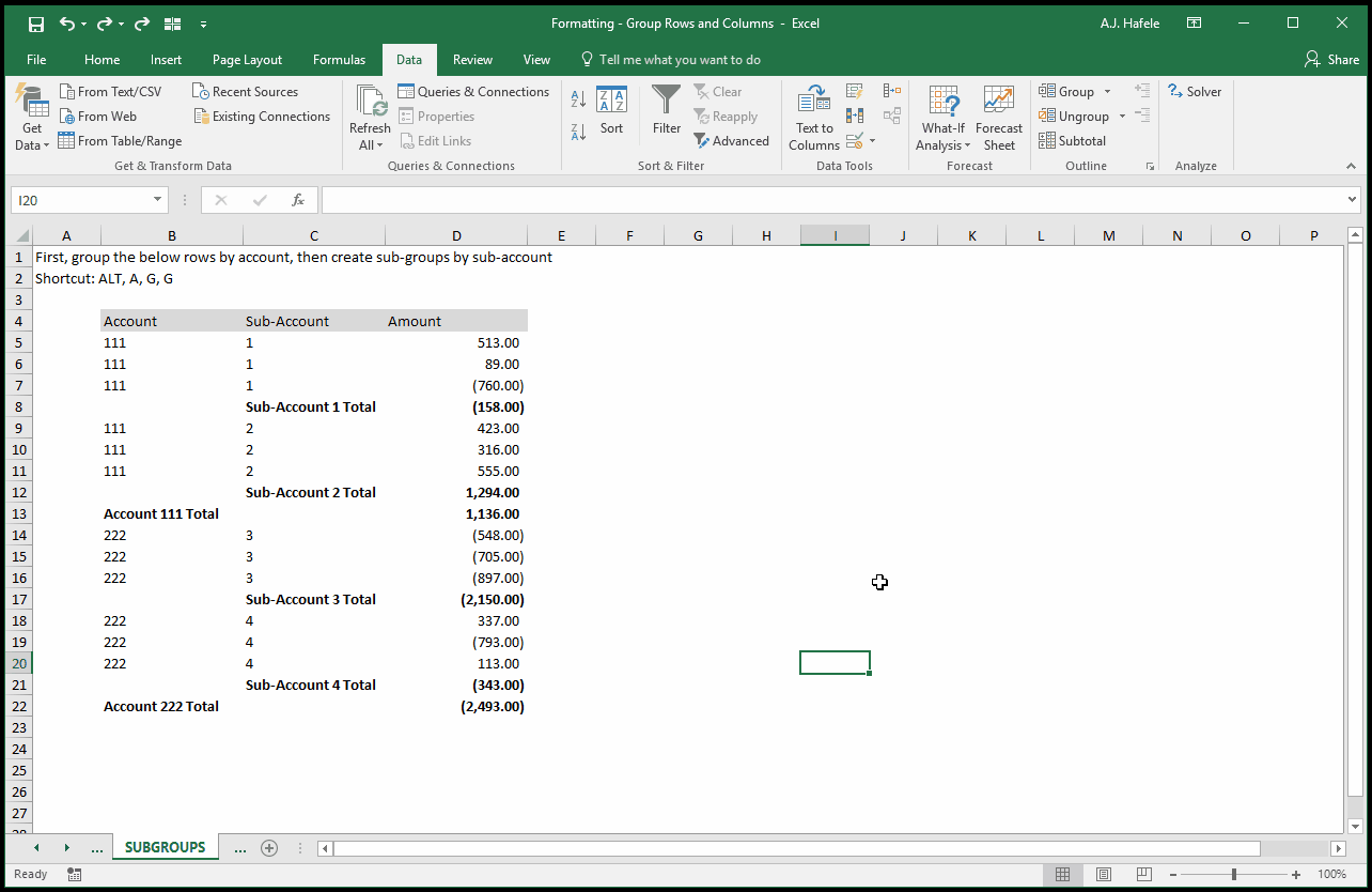 Group Rows and Columns