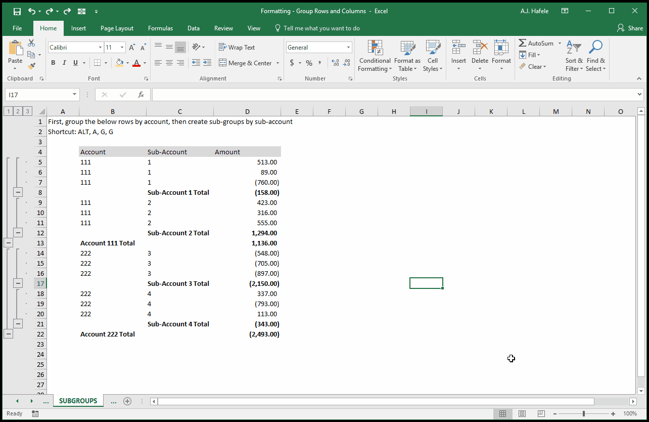 Group Rows and Columns