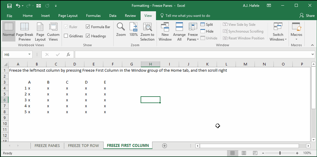 Freeze Panes
