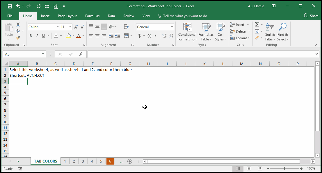 Worksheet Tab Colors