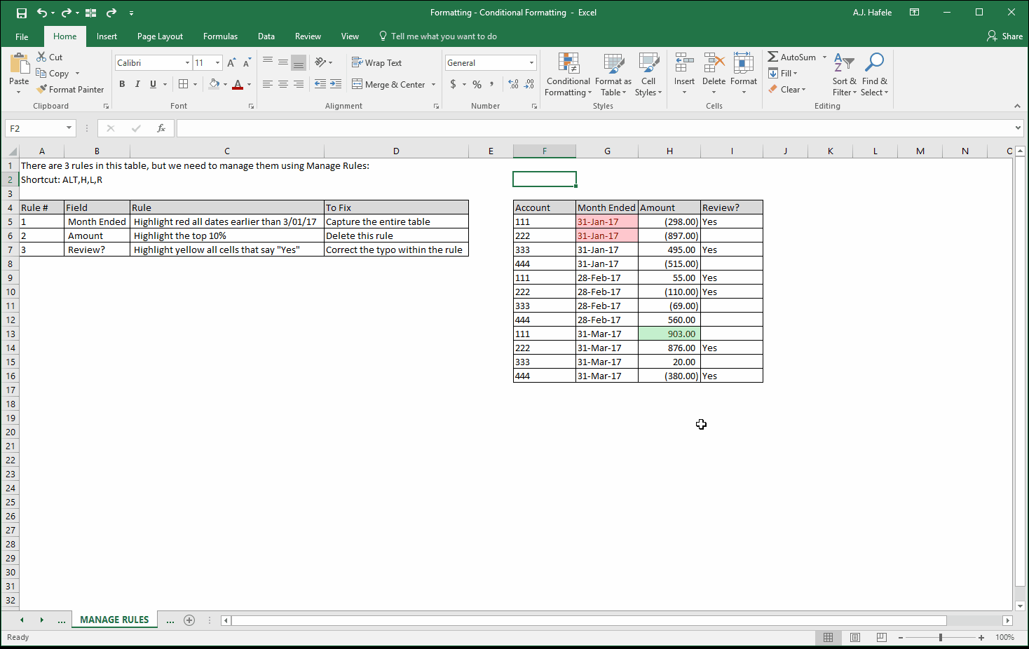 Conditional Formatting