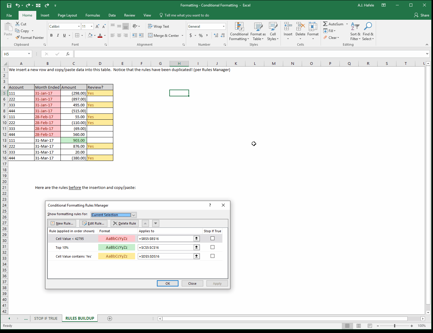 Conditional Formatting