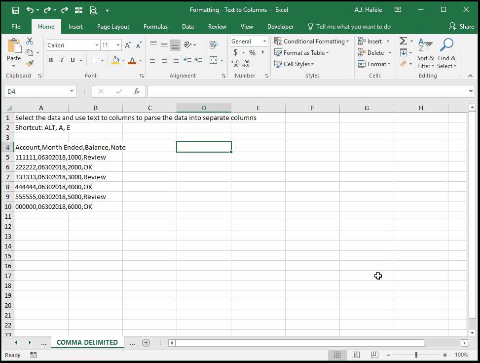 Text to Columns