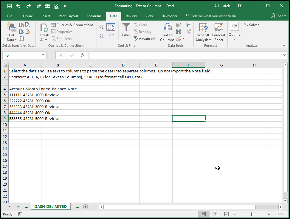 Text to Columns