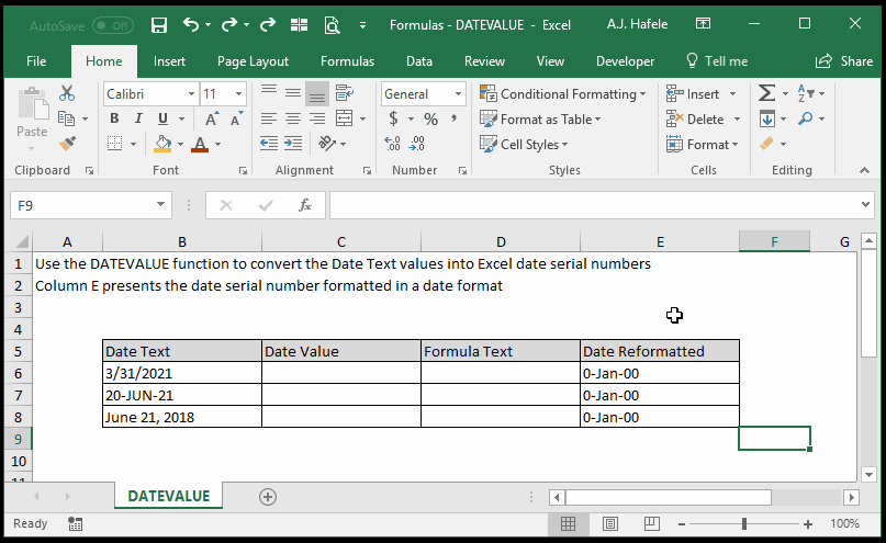 DATEVALUE