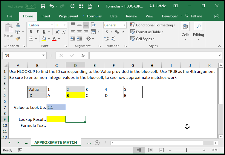 HLOOKUP