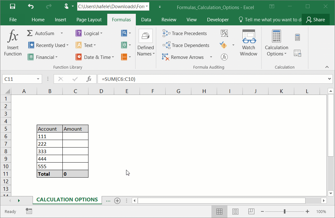 Calculation Options