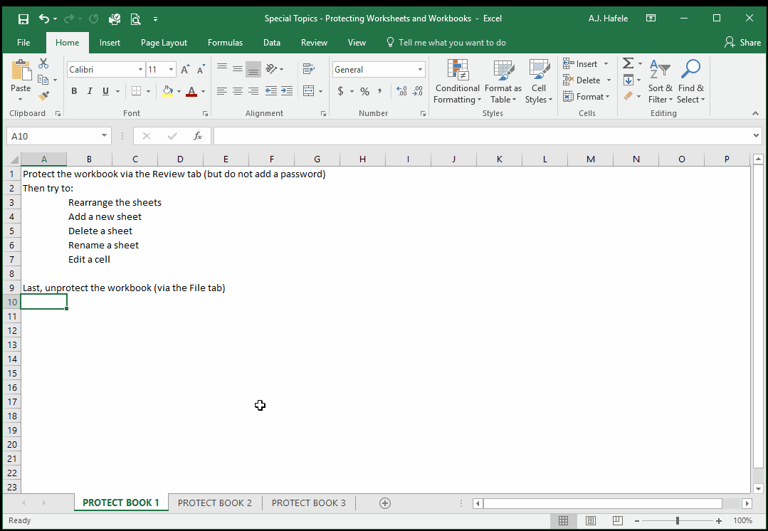 Protect Worksheets and Workbooks