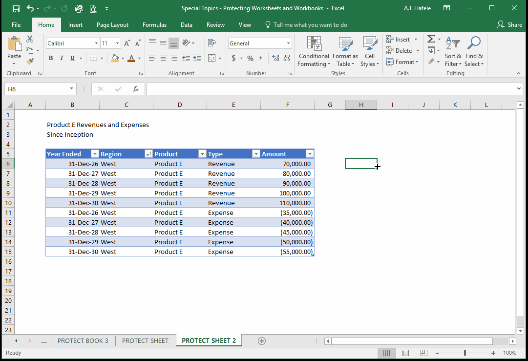 Protect Worksheets and Workbooks