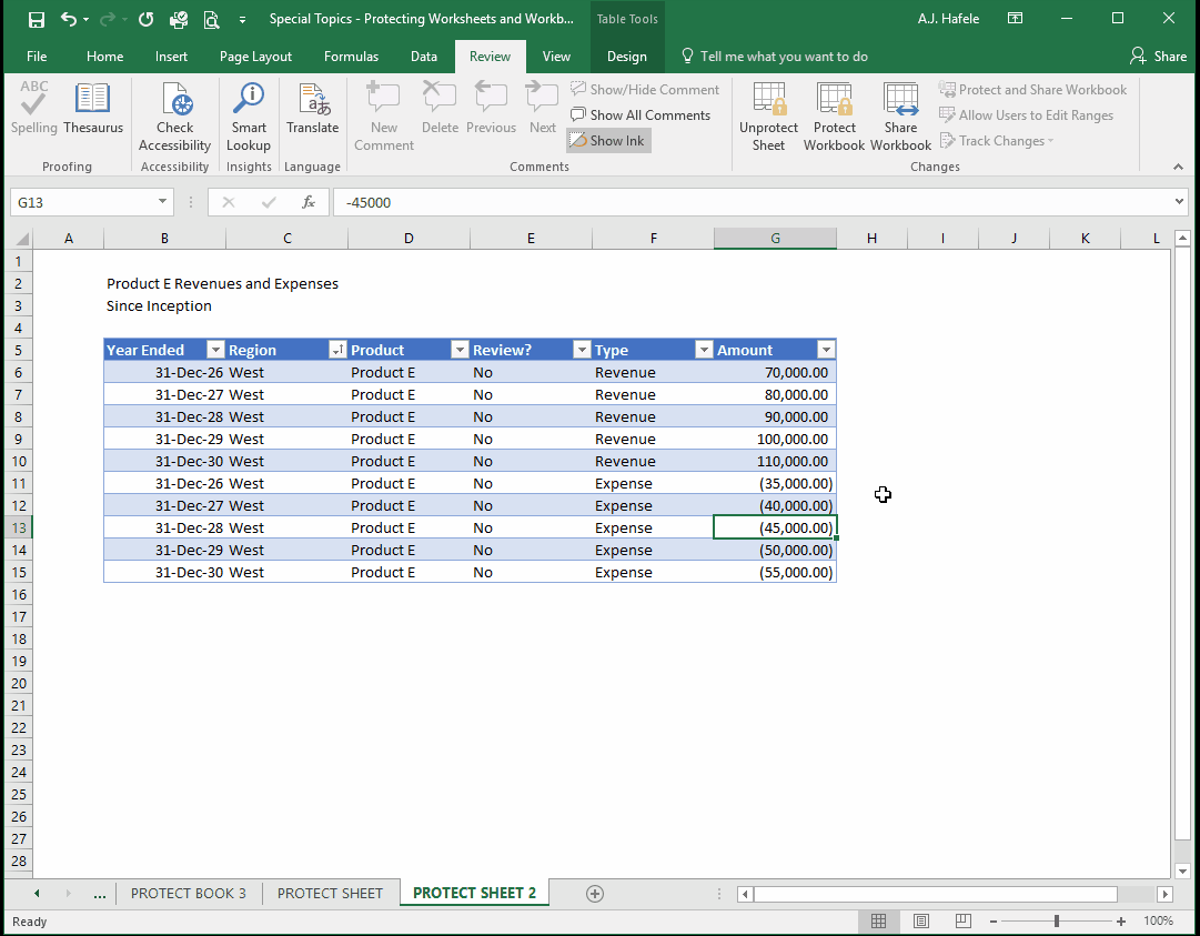 Protect Worksheets and Workbooks