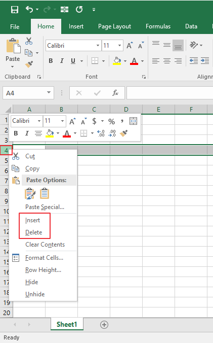 Insert And Delete Rows, Columns and Cells