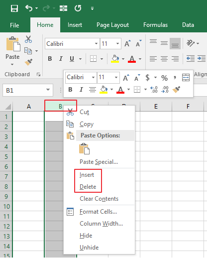 Insert And Delete Rows, Columns and Cells