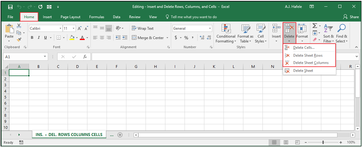 Insert And Delete Rows, Columns and Cells