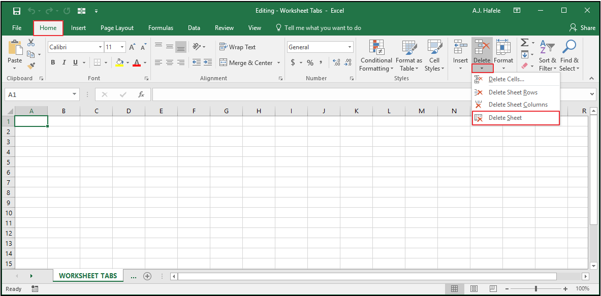 Worksheet Tabs
