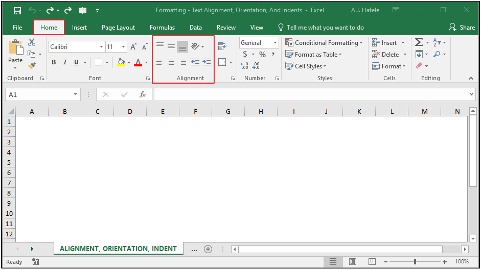 Text Alignment, Orientation, And Indents