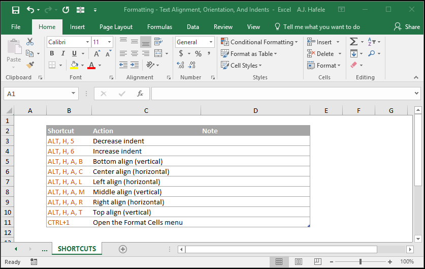 Text Alignment, Orientation, And Indents