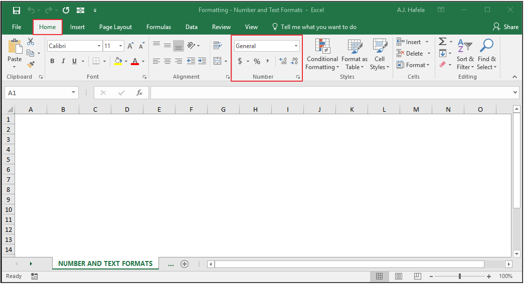 Number and Text Formats