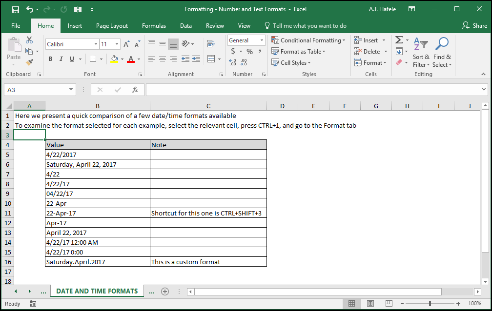 Number and Text Formats