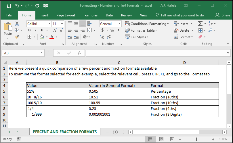 Number and Text Formats