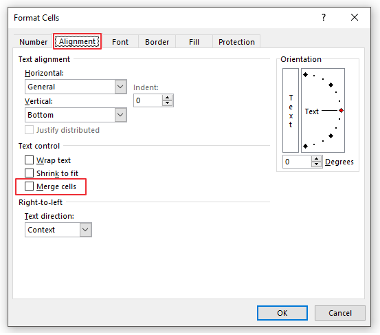 Merge Cells