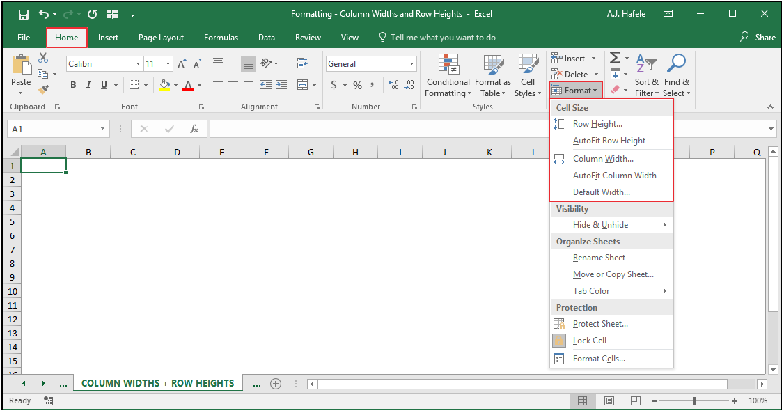 Column Widths and Row Heights